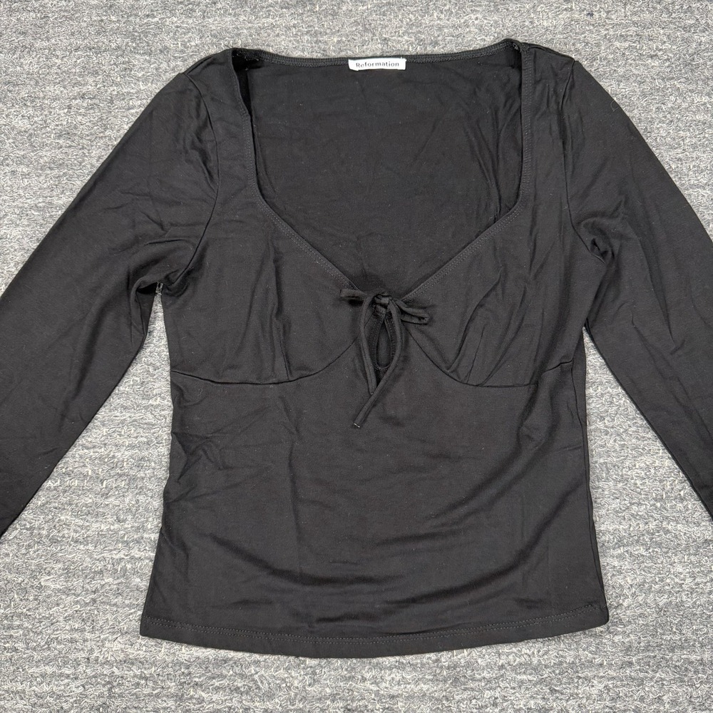 Reformation Sybil Long Top Women Small Black Babydoll Milkmaid Gothic Vamp USA